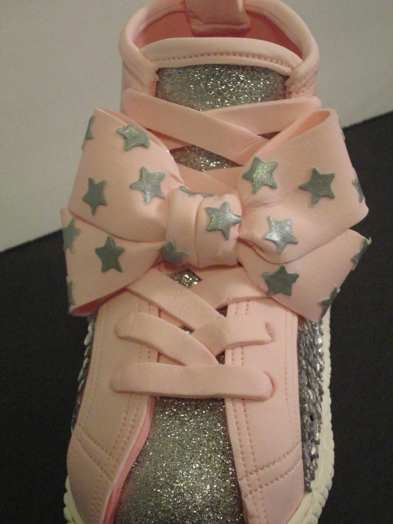 high top sneaker cake topper girls tweens sequins glitter sparkle gum paste sugar