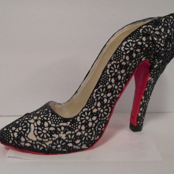 high heel shoe cake topper gum paste fondant edible lace pump sugar shoe gum paste cake lace cake topper