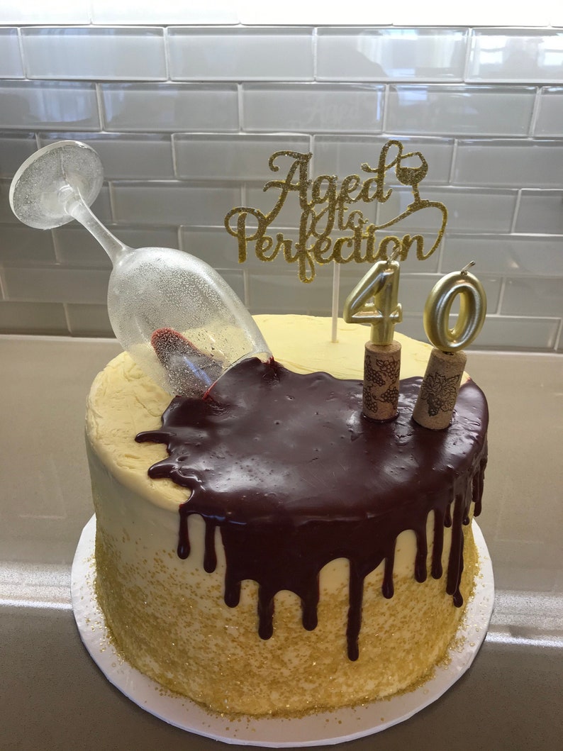 Handmade wine glass sugar edible cake topper glass ware Etsy