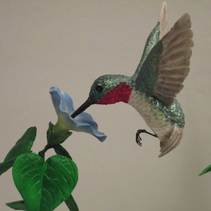 Handmade Hummingbird Cake Topper: Edible Gumpaste Bird & Flowers