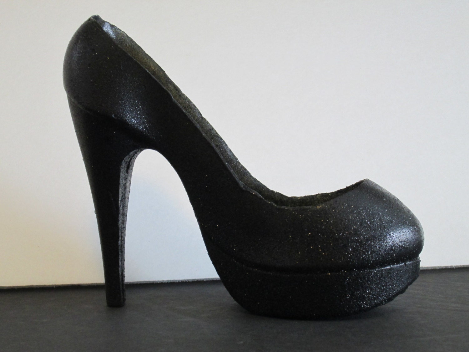 Black Shoe Stiletto Cake Topper Glitter Sparkley Sugar Glass - Etsy