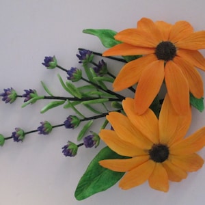 Gumpaste Black Eyed Susan & Lavender Cake Topper Bouquet