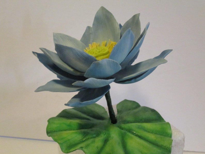 Handmade blue lotus sugar flowers cake topper gum paste