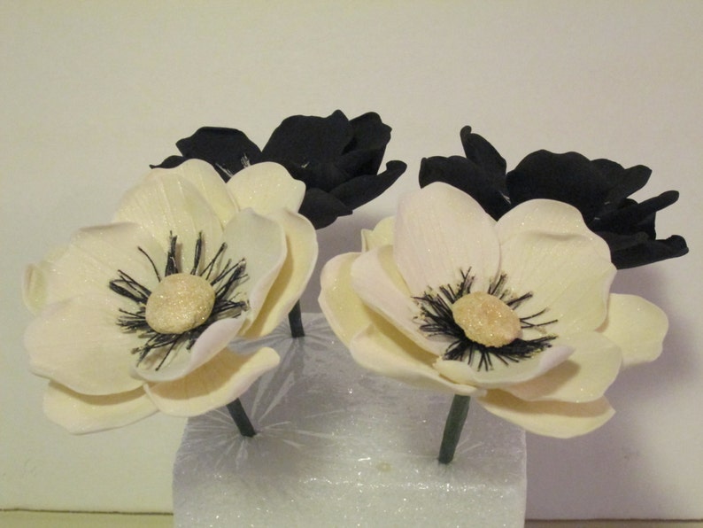 handmade Japanese Anemone sugar flowers cake topper wedding bridal edible gum paste image 5