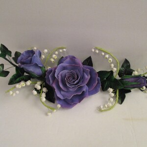 Dainty realistic rose and lily of the valley sugar flowers, gumpaste floral spray cake topper, Delicate bridal or wedding sugar flowers