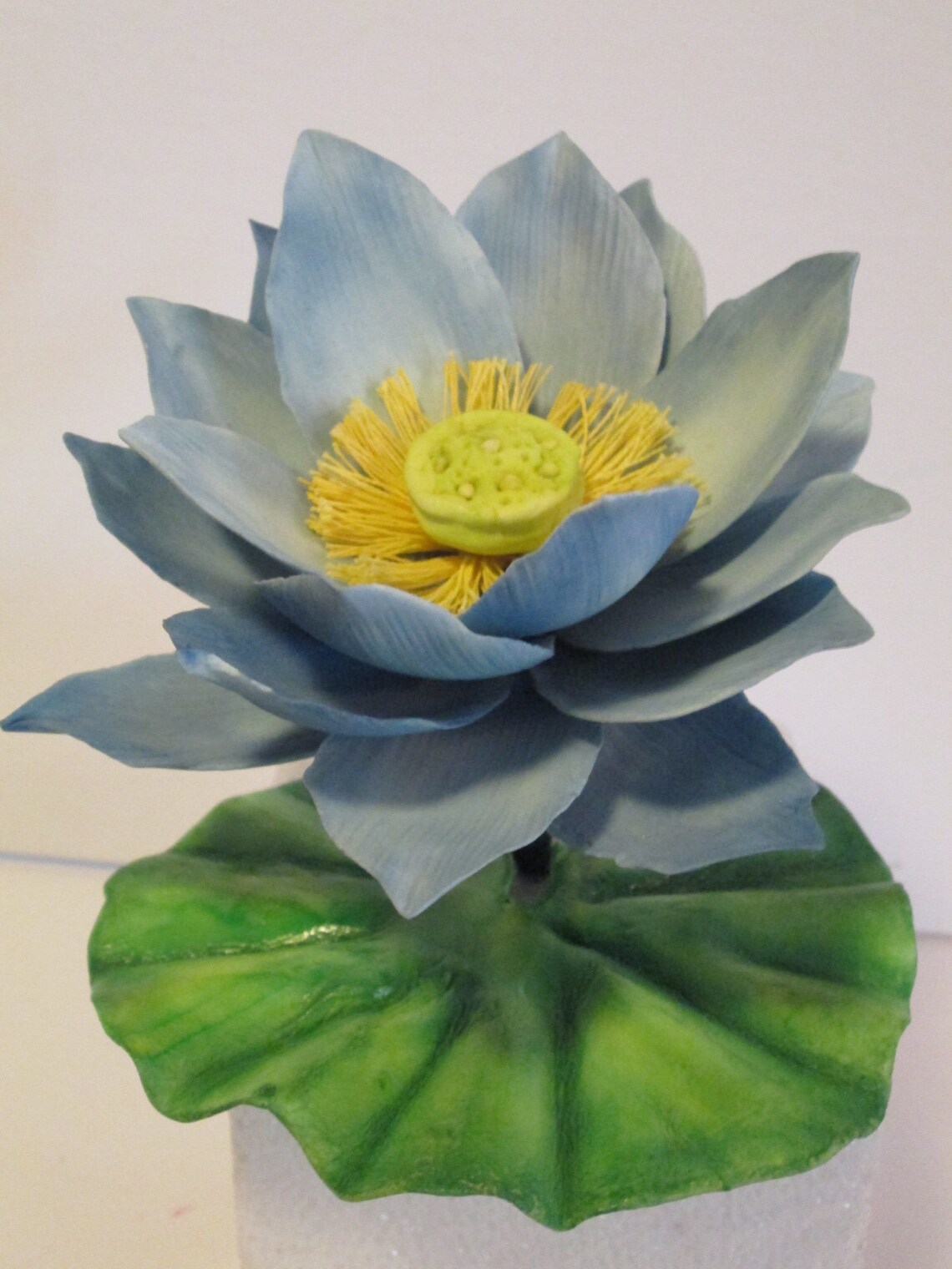 Blue lotus red beijing sugar flowers cake topper gum paste