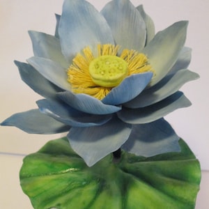 Blue Lotus Sugar Flower Cake Topper: Gumpaste Sacred Lotus