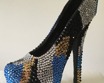 high heel  platform shoe cake topper stiletto bling diva gum paste sugar crystal cake topper