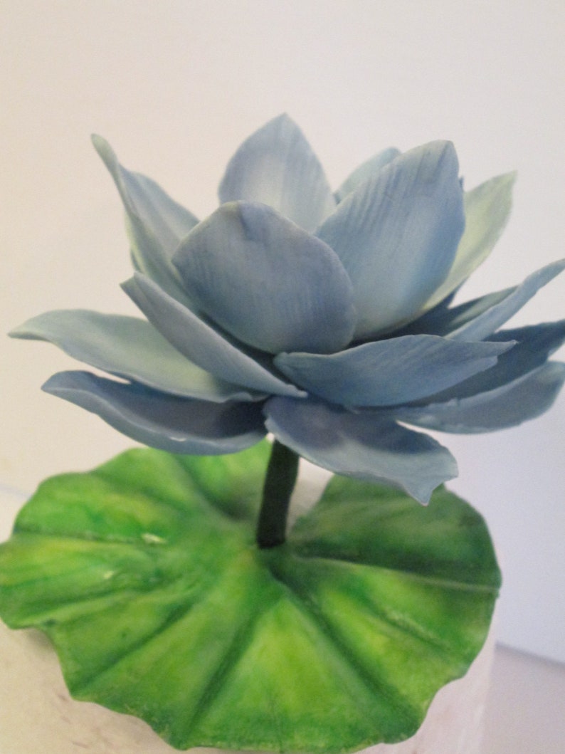 Handmade blue lotus sugar flowers cake topper gum paste