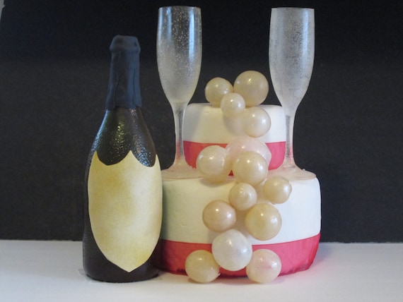 Champagne Fait A La Main Gateau Gateau Topper Sucre Comestible Etsy