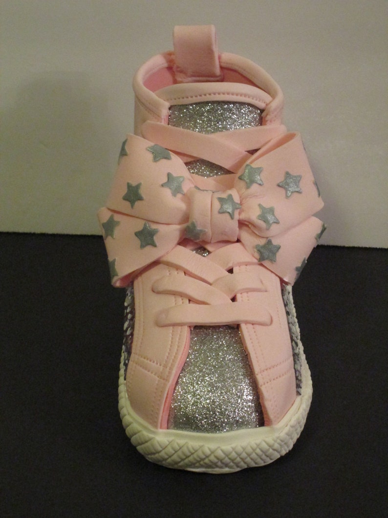 high top sneaker cake topper girls tweens sequins glitter sparkle gum paste sugar