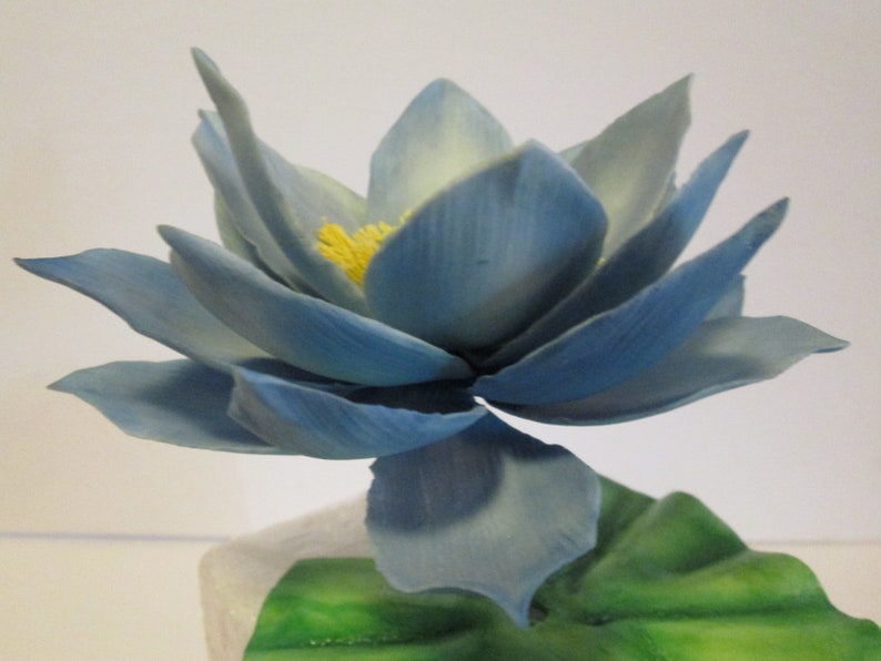 Handmade blue lotus sugar flowers cake topper gum paste