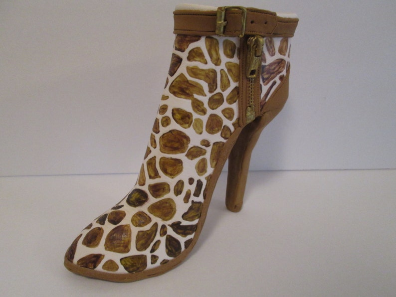 high heel shoe ankle boot gum paste fondant sugar edible giraffe shoe cake topper ankle bootie sugar gum paste high fashion couture edible image 5