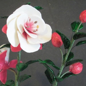 fuchsia cake topper sugar flowers edible bridal wedding  handmade fondant