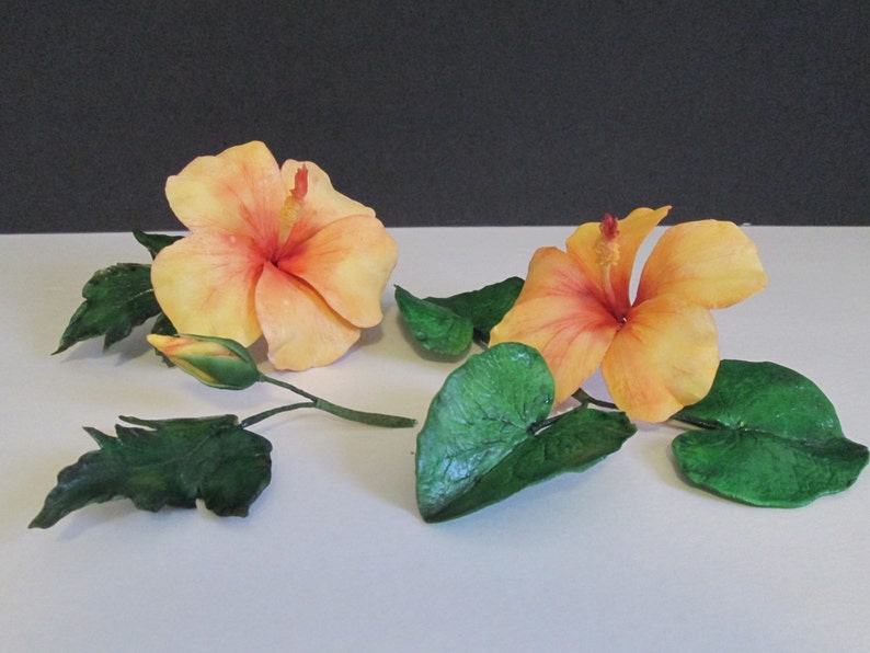 Handmade sugar flowers hibiscus cake topper edible gum paste Etsy