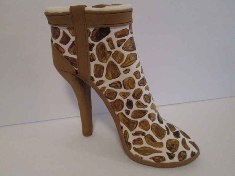 high heel shoe ankle boot gum paste fondant sugar edible giraffe shoe cake topper ankle bootie sugar gum paste high fashion couture edible image 3