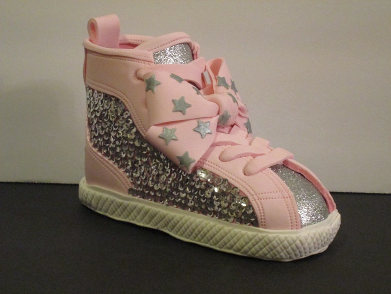 high top sneaker cake topper girls tweens sequins glitter sparkle gum paste sugar