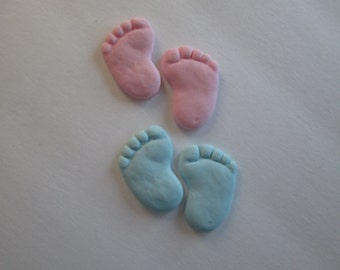 handmade baby feet baby shower cake topper cup cake topper pink blue