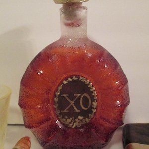 Cognac sugar bottle cake topper, Groom&#39;s cake topper, liquor bottle cake topper, gentleman&#39;s cake topper