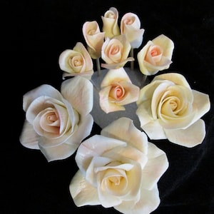tea rose cake topper gumpaste sugar flowers edible rose tea rose wedding bridal tiny tea roses cake topper keepsake floral arrangement