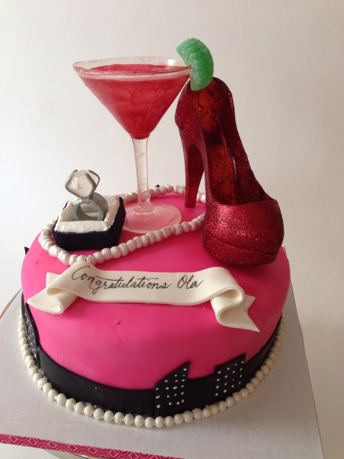 Martini glass cake topper sugar edible wedding bridal shower Etsy