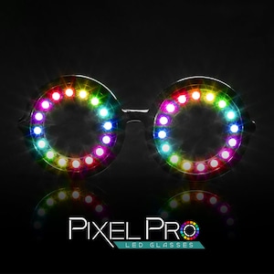 GloFX Pixel Pro LED Glasses 350 Modes Rainbow Colors Full Spectrum Super Bright Cool Effects Strobing Modes Rave Eye Costume EDM Party image 1