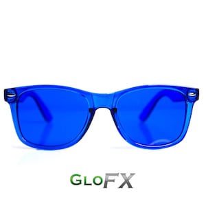 GloFX Blue Color Therapy Glasses High-Quality PVC GloFX Ultimate Frame Rave Glasses