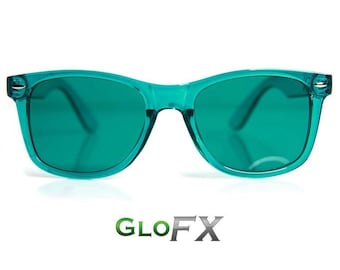 GloFX Aqua Color Therapy Glasses Chakra Balance Glasses Feelings of Purity & Relaxation Ultimate Frame Rave Glasses