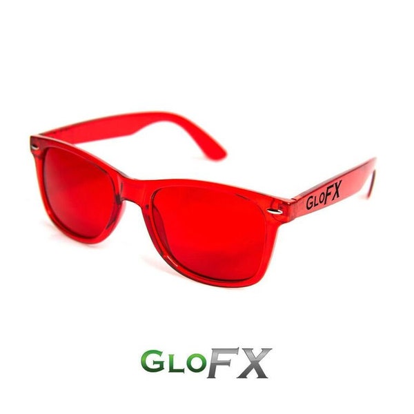 GloFX Red Color Therapy Glasses Chakra Balance Glasses Feelings of Self-Confidence & Safety High-Quality PVC Frame