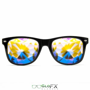 SALE Ultimate Kaleidoscope Glasses - Black Edge Cut Lenses Rainbow Spectrum Technology Lightweight Flat Back Party