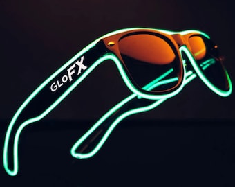 Green El Wire Luminescence Sunglasses LED Rave Light Up Flashing Tinted Sunglass Lenses 3 Mode Inverter Light-up Light Show