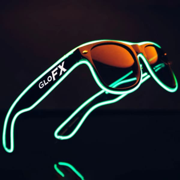 Green El Wire Luminescence Sunglasses LED Rave Light Up Flashing Tinted Sunglass Lenses 3 Mode Inverter Light-up Light Show