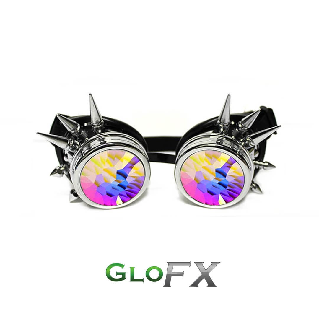GloFX Cromato Imbottita di Vetro Vero E Proprio Caleidoscopio Diffrazione Occhiali Cyborg Rave