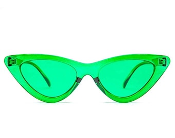 GloFX Cat Eye Color Therapy Glasses - Green - Chakra Mood Enhancing Colored Lens width: 12 inches Composite Non-Polarized Glasses