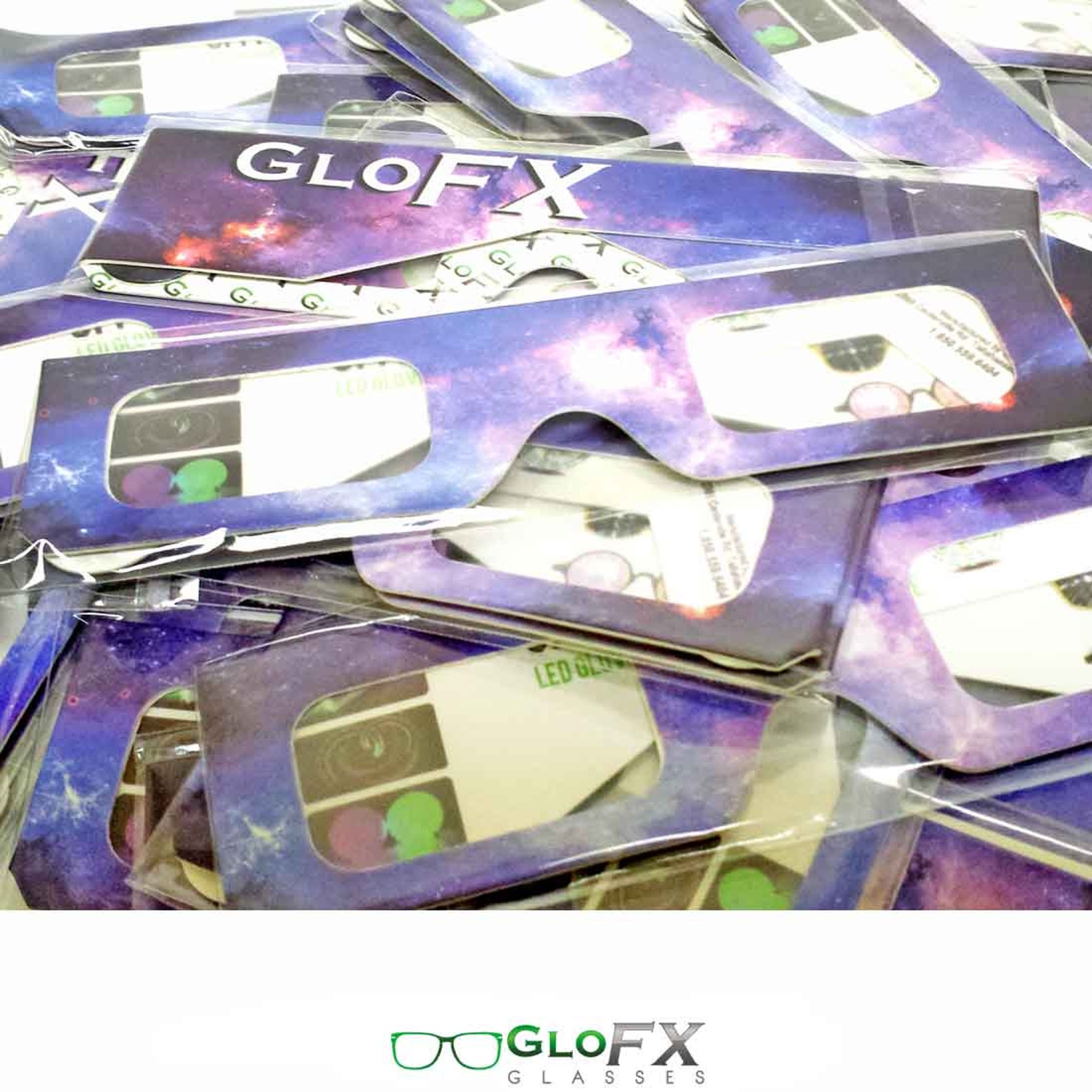 GloFX 20 Pack Paper Cardboard Diffraction Glasses | 3D Rainbow Prism Galaxy Spiral Lens Effect | Perfect For Fireworks, Sunsets, Clubs, Concerts, Music Festivals EDM Rave Party
