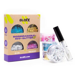 Biodegradable Hair, Face and Body Glitter | 4 Colors | Plant Based Glitter for Sensitive Skin
