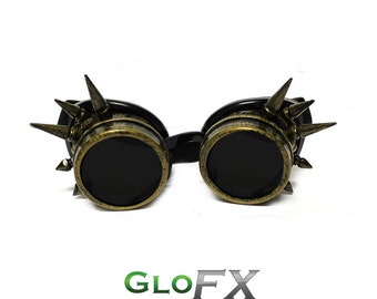 GloFX Messing Spike Gepolsterte Steampunk Brille Rave Schweißen Cyber Punk Goth Dieselpunk Brille