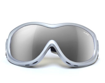GloFX Diffraction Ski Goggles Glare Reducing Silver Mirror Finish Adjustable Strap Plastic Frame with Comfort Foam High Quality EDM Ravers