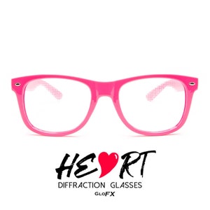 GloFX Heart Effect Diffraction Glasses - Pink - See Hearts! - Special Effect Rave EDM Festival Light Eyewear …