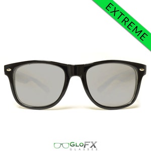 GloFX Ultimate EXTREME Diffraction Effect Glasses – Black Tinted True-Flex PVC Frame Water Resistant Stainless Steel