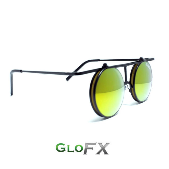 Glofx Flip Diffraction Glasses – Matte Black Round Vintage Orange
