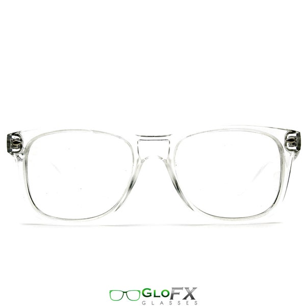 Beugungsbrille - Klarer Rahmen, EDM Rave-Brille, Perfektes Rave-Accessoire mit psychedelischem 3D-Regenbogeneffekt