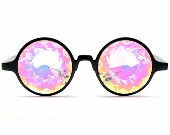 GloFX Kaleidoscope Glasses - Goggles Rainbow - Laser Cut Glass Crystals Rainbow Rave Eye Wear Light Diffraction edm