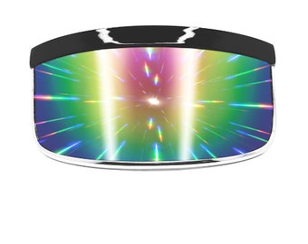 GloFX Galactic Invader Diffraction Visor - Rainbow Gradient Spectrum 180 degree Diffraction Effect Lightweight Rave Party Fashion Eye Wear