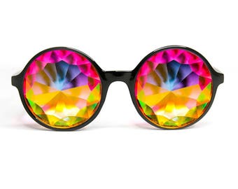 Xtra Lite Kaleidoscope Glasses - Black - Lightweight Glass Crystal EDM Festival Diffraction for Rave Festivals Parties Light Shows