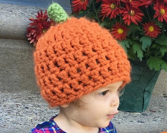 Crochet Pumpkin Hat For Adult, Child and Baby