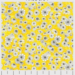 Moos y Hoos amarillo con flores blancas por Ingrid Blixt para patio de PB Textiles-1
