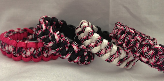 550 Paracord Bracelet in the Girls Nite Out Pattern, Pink, Black and White  Bracelet, Custom Bracelet, 550 Paracord 