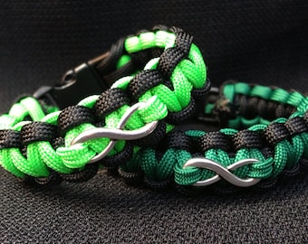 Customizable Paracord Bracelet with Infinity Charm (Cobra Weave)