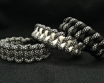 Silver Diamond 550 Paracord Bracelet: Custom Weave, Color Choice